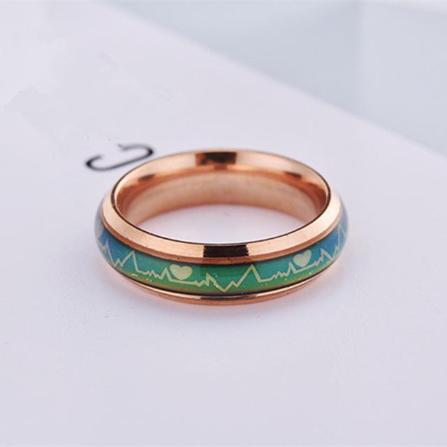 Fashion Titanium Black Mood Rings Temperature Emotion Feeling Engagement Rings Women Men 2017 Promise Rings For Couples Jewelry-6-6mm Rose Gold-JadeMoghul Inc.