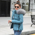 Fashion Warm Winter With Faux Fur Collar Hood-Light blue 2-S-JadeMoghul Inc.
