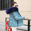 Fashion Warm Winter With Faux Fur Collar Hood-Light blue 3-S-JadeMoghul Inc.