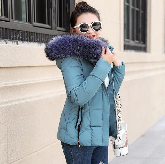 Fashion Warm Winter With Faux Fur Collar Hood-Light blue-S-JadeMoghul Inc.