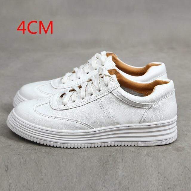 Fashion White Split Leather Women Chunky Sneakers White Shoes Lace Up Tenis Feminino Zapatos De Mujer Platform Women Casual Shoe JadeMoghul Inc. 