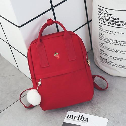 Fashion Women Backpack for School Teenagers Girls Stylish School Bag Ladies Canvas Fabric Backpack Female Bookbag Mochila-Red-JadeMoghul Inc.