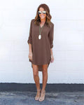 Fashion Women Casual Elegant Dress - Long Sleeve Chiffon Dress-coffee-S-JadeMoghul Inc.