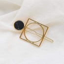 Fashion Women Girls Metal Circle Square Hair Clips Natural Stone Hairpins Barrettes Wedding Hair Clip Accessories AExp