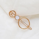 Fashion Women Girls Metal Circle Square Hair Clips Natural Stone Hairpins Barrettes Wedding Hair Clip Accessories AExp