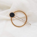 Fashion Women Girls Metal Circle Square Hair Clips Natural Stone Hairpins Barrettes Wedding Hair Clip Accessories AExp