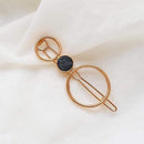 Fashion Women Girls Metal Circle Square Hair Clips Natural Stone Hairpins Barrettes Wedding Hair Clip Accessories AExp