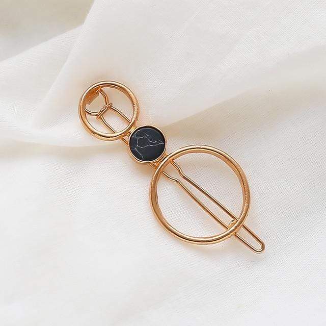 Fashion Women Girls Metal Circle Square Hair Clips Natural Stone Hairpins Barrettes Wedding Hair Clip Accessories AExp