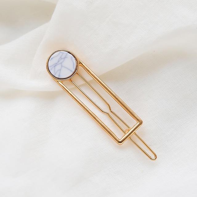 Fashion Women Girls Metal Circle Square Hair Clips Natural Stone Hairpins Barrettes Wedding Hair Clip Accessories JadeMoghul Inc. 