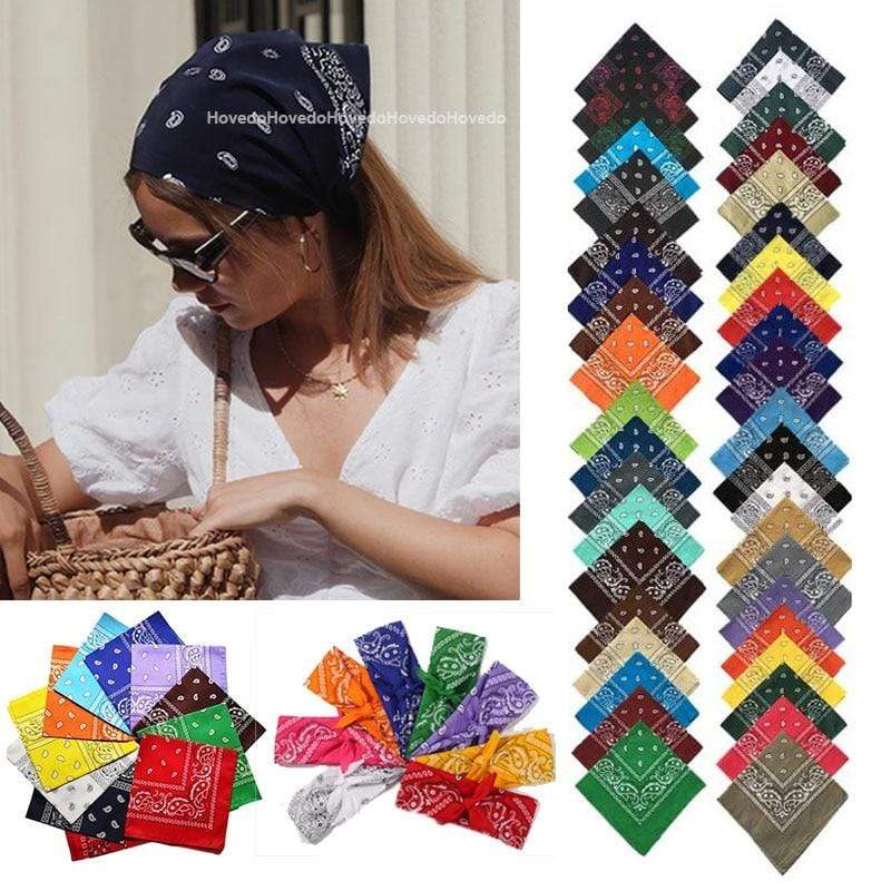 Fashion Women Print Bandana Scarf Hip-hop Bandanas Cross Turban Headband Face Mask Hair Tie Vintage Multifunctional Square Scarf AExp