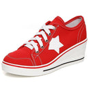 Fashion Women Shoes Woman Casual Shoes Comfortable Lace Up Platform Sneakers Wedges Denim Canvas Shoes Breathable Flat Shoe-red-4-JadeMoghul Inc.