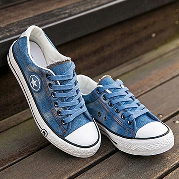 Fashion Women Sneakers Denim Casual Shoes Female Summer Canvas Shoes Trainers Lace Up Ladies Basket femme Stars tenis feminino-SKY blue-4.5-JadeMoghul Inc.