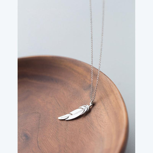 Fashion Women's 100% Real. 925 Sterling Silver Jewelry Angel Wings Bird Feather Pendants Necklace Animal charms GTLX1394--JadeMoghul Inc.