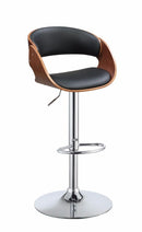 Fashionable Adjustable Stool with Swivel, Black & Walnut Brown-Bar Stools and Counter Stools-Black & Walnut Brown-PU Wood Metal Gas Lift-JadeMoghul Inc.