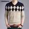 Fashionable Cashmere Wool Sweater For Men / Winter Slim Fit Pullover-Khaki-S-JadeMoghul Inc.