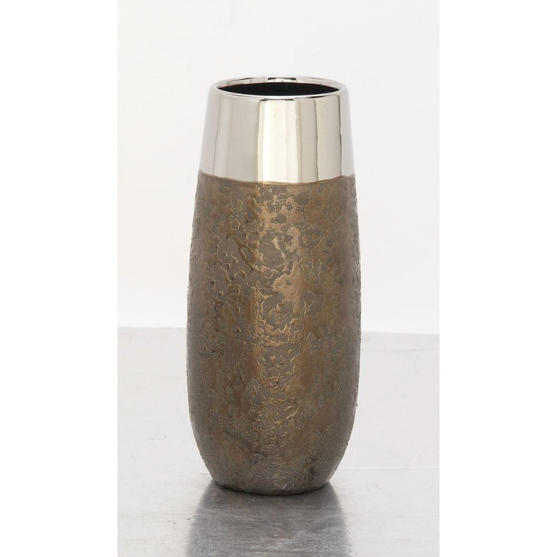 Fashionable Ceramic Metallic Vase-Vases-Antique gold, silver-Ceramic-Shiny-JadeMoghul Inc.