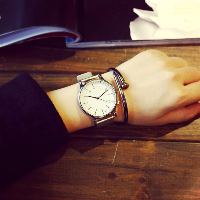 Fashionable Couple Watch / Casual Quartz Watch-White Silver Man-JadeMoghul Inc.