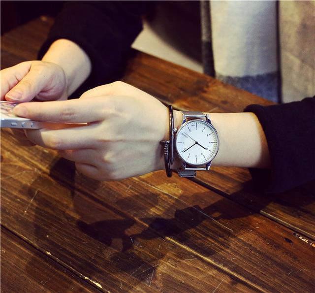 Fashionable Couple Watch / Casual Quartz Watch-White Silver Woman-JadeMoghul Inc.