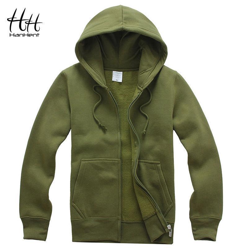 Fashionable Fleece Sweatshirts For Men / Thick Cardigan / Hoodies-Army Green-S-JadeMoghul Inc.