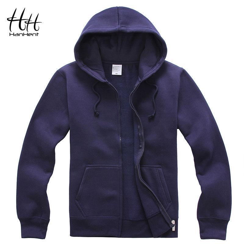 Fashionable Fleece Sweatshirts For Men / Thick Cardigan / Hoodies-Navy-S-JadeMoghul Inc.