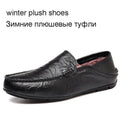 Fashionable Genuine Leather Loafers / Men Luxury Flats-black with fur-6.5-JadeMoghul Inc.