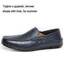 Fashionable Genuine Leather Loafers / Men Luxury Flats-blue with hole-6.5-JadeMoghul Inc.