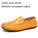 Fashionable Genuine Leather Loafers / Men Luxury Flats-yellow with fur-6.5-JadeMoghul Inc.