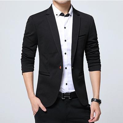 Fashionable Men Blazer / Casual Slim Fit Suit Jacket-Black-XXXL-JadeMoghul Inc.