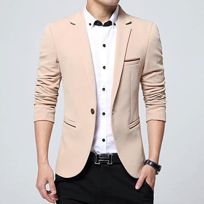 Fashionable Men Blazer / Casual Slim Fit Suit Jacket-Khaki-XXXL-JadeMoghul Inc.