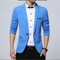 Fashionable Men Blazer / Casual Slim Fit Suit Jacket-Sky Blue-XXXL-JadeMoghul Inc.