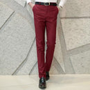 Fashionable Men Pure Color Suit Pants / High Quality Leisure Trousers-Wine red-S-JadeMoghul Inc.