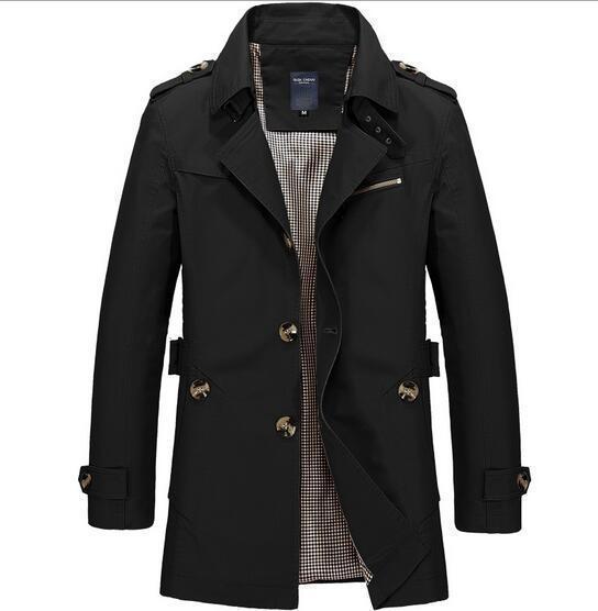 Fashionable Men Upscale Winter Slim Fit Casual Trench Coat / Long Jacket-Black-S-JadeMoghul Inc.