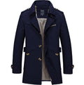 Fashionable Men Upscale Winter Slim Fit Casual Trench Coat / Long Jacket-navy blue-S-JadeMoghul Inc.