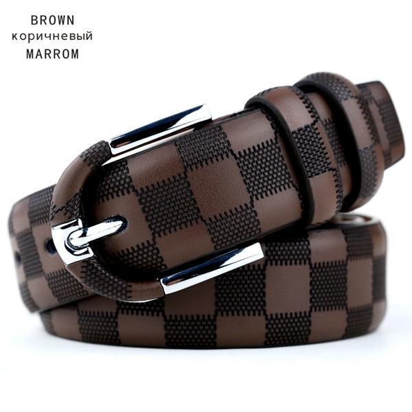 fashionable mens belts pin buckle branded belts for men genuine leather black brown 3.5cm belt pants-BROWN-110cm-JadeMoghul Inc.