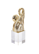 Fashionable Resin Elephant On Base Sculpture, Gold And Clear