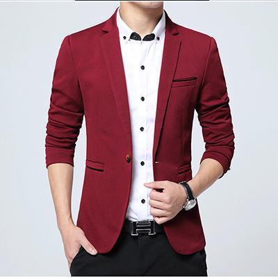 Fashionable Slim Fit Men Blazer-Red-XL-JadeMoghul Inc.