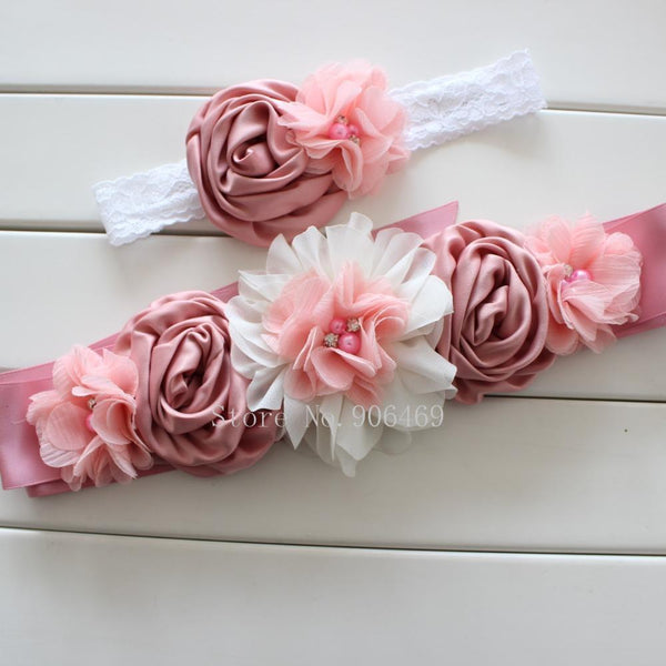 Fashionable Vintage Pink/Ivory Flower Belt For Ladies-Vintage Pink ivory-120cm-JadeMoghul Inc.