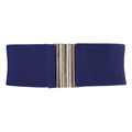 Fashionable Wide Metal Hook Stretchable Elastic Waistband-navy blue-L-JadeMoghul Inc.