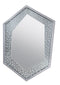 Faux Crystal Accented Wooden Frame Wall Decor in Hexagonal Shape, Clear-Wall Mirrors-Clear-Mirror, Glass, Faux Crystals and Composite Wood-JadeMoghul Inc.