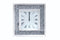 Faux Crystal Inlaid Mirrored Analog Wall Clock with Wooden Backing, Clear-Wall Clocks-Clear-Mirror, Glass, Faux Crystals and Composite Wood-JadeMoghul Inc.