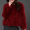 Faux Fur Zippered Jacket-Wine red-S-JadeMoghul Inc.