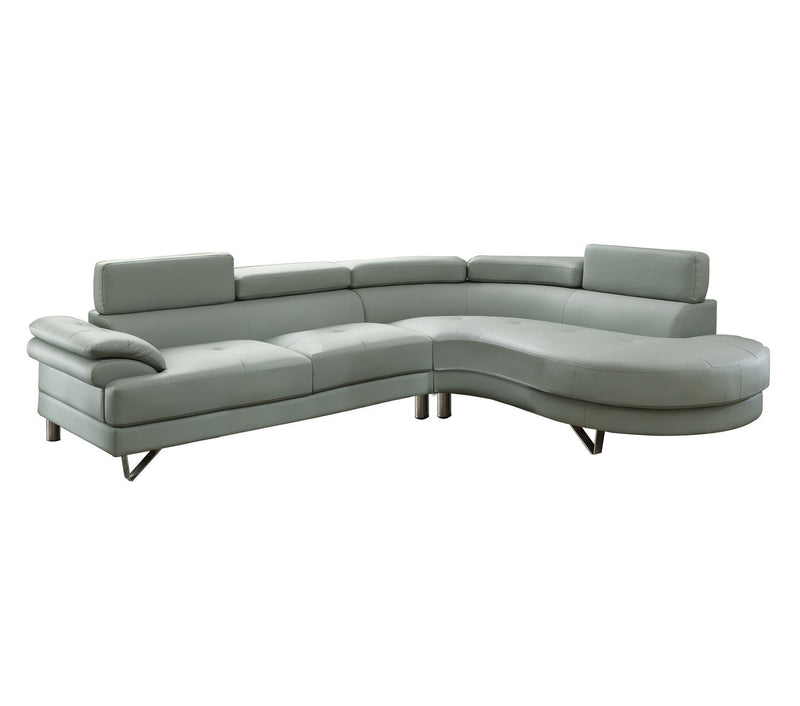 Faux Leather 2 Piece Sectional In Gray-Sectional Sofas-Gray-Faux Leather Pine Wood Particle Board Metal Leg-JadeMoghul Inc.