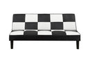 Faux Leather Adjustable Sofa In Black And White Checker-Sofas-White And Black-Faux Leather-JadeMoghul Inc.