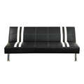 Faux Leather Adjustable Sofa In Black With White Strips-Sofas-Black and White-Faux Leather Pine Wood Particle BoardMetal leg-JadeMoghul Inc.