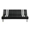 Faux Leather Adjustable Sofa In Black With White Strips-Sofas-Black and White-Faux Leather Pine Wood Particle BoardMetal leg-JadeMoghul Inc.