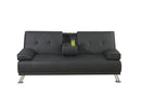 Faux Leather Adjustable Sofa With Cup holder In Black-Sofas-Black-Solid pine plywood chromed leg faux leather-JadeMoghul Inc.