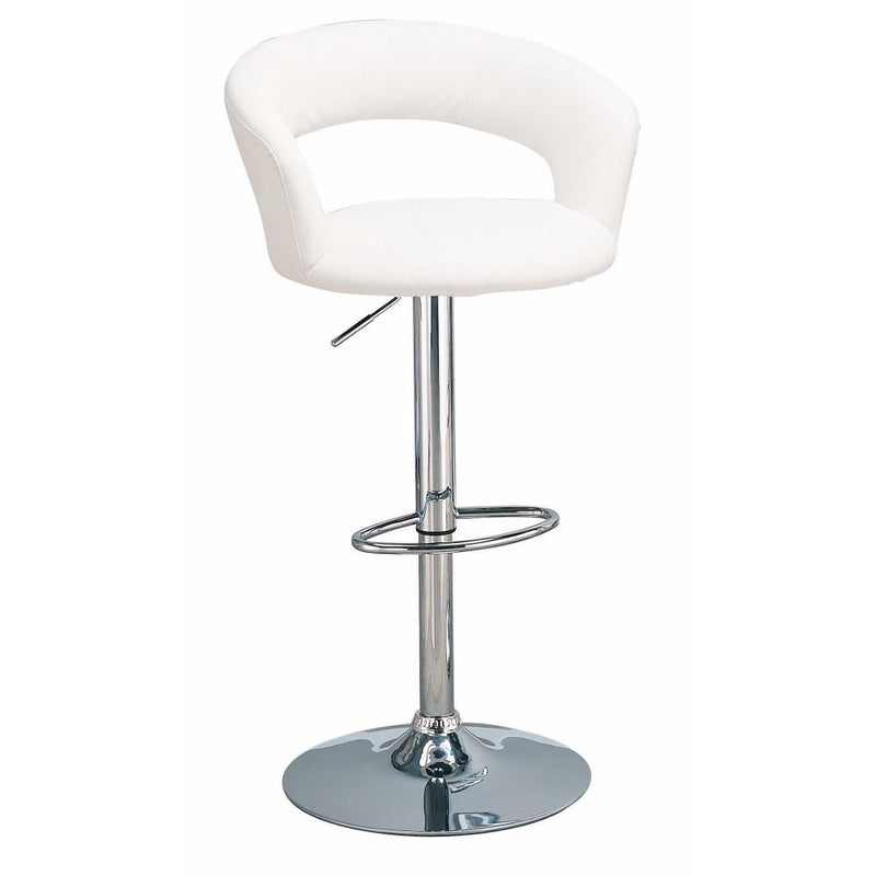 Faux Leather Bar Stool, White-Bar Stools and Counter Stools-Chrome & White-METAL-Chrome-JadeMoghul Inc.