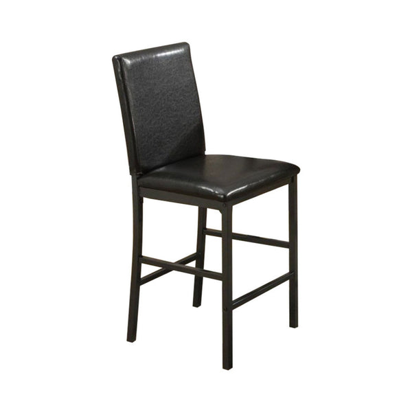 Faux Leather High Chairs With Foot Rest, Set Of 2, Black-Office Chairs-Black-Metal Faux Leather-JadeMoghul Inc.