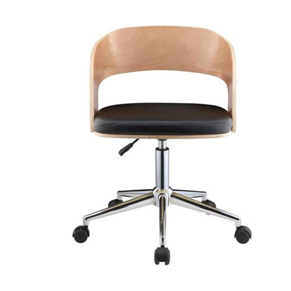 Faux Leather Office Chair Adjustable Height Swivel, Black-Office Chairs-Black-Metal, Wood, Faux Leather, Gas Lift-JadeMoghul Inc.