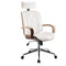 Faux Leather Office Chair Adjustable Height Swivel, White PU & Walnut brown-Office Chairs-White-Metal, Wood, Faux Leather, Gas Lift-JadeMoghul Inc.